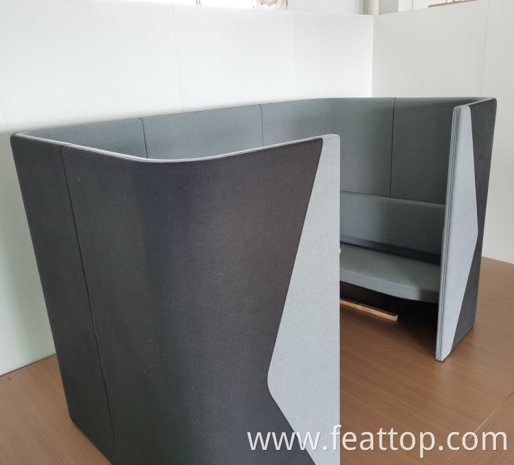 Wood frame office soundproof private meeting sofa with table